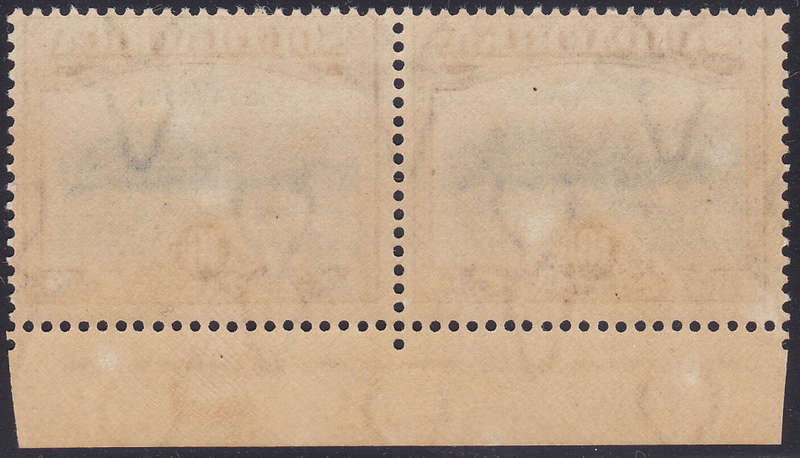 SWA 1927-30 SACC90 10/- BLUE and BROWN INSCRIPTIONAL PAIR - MM - CV R13000