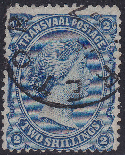 TRANSVAAL 1878 SACC165 2/- BLUE VFU CV R3000