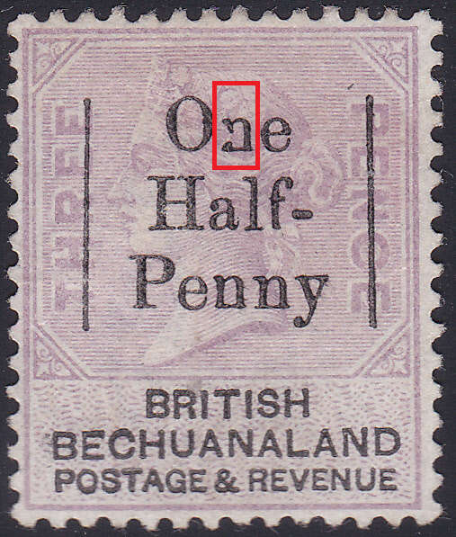 British Bechuanaland 1888 SACC27(var) ½d ON 3d PALE REDDISH LILAC - UNUSED WITH VARIETY