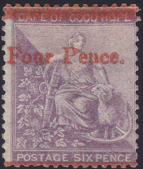 Cape of Good Hope 1868 : SACC22 : 4d on 6d Deep Lilac LMM CV R14000