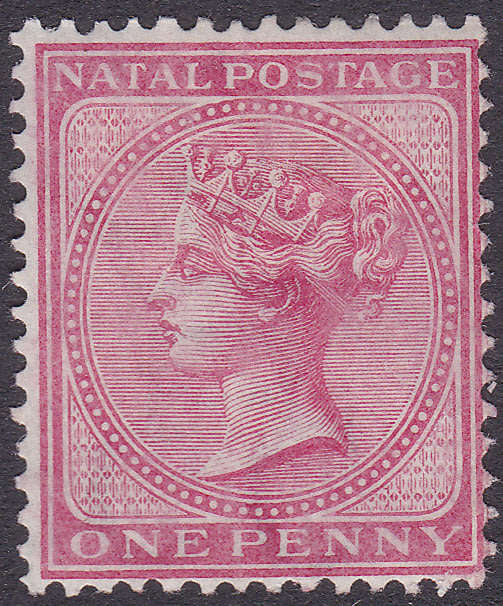 NATAL 1874-8 SACC71 1d ROSE-CARMINE WM CROWN CC - MM CV R700