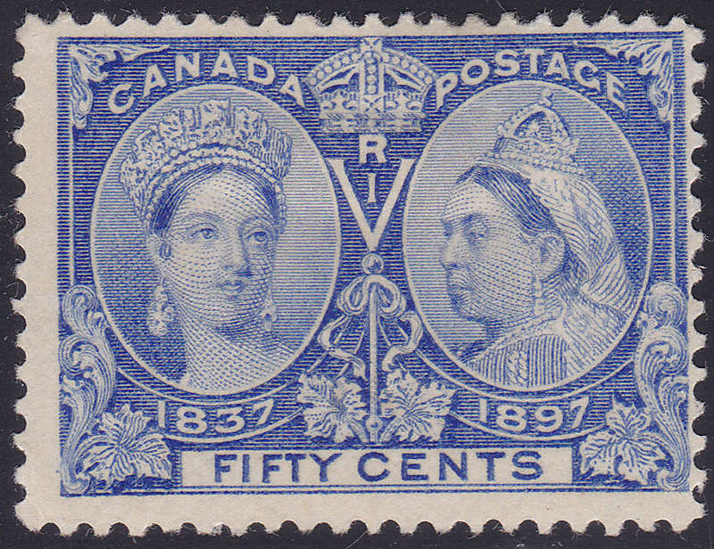 Canada 1897 JUBILEE ISSUE SG134 50c PALE ULTRAMARINE MM CV £190