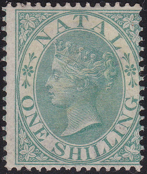 NATAL 1867 SACC21 1/- GREEN - MM - CV R4500