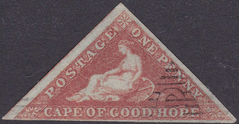 CAPE OF GOOD HOPE 1853 SACC3 1d BRICK-RED VFU CV R11000
