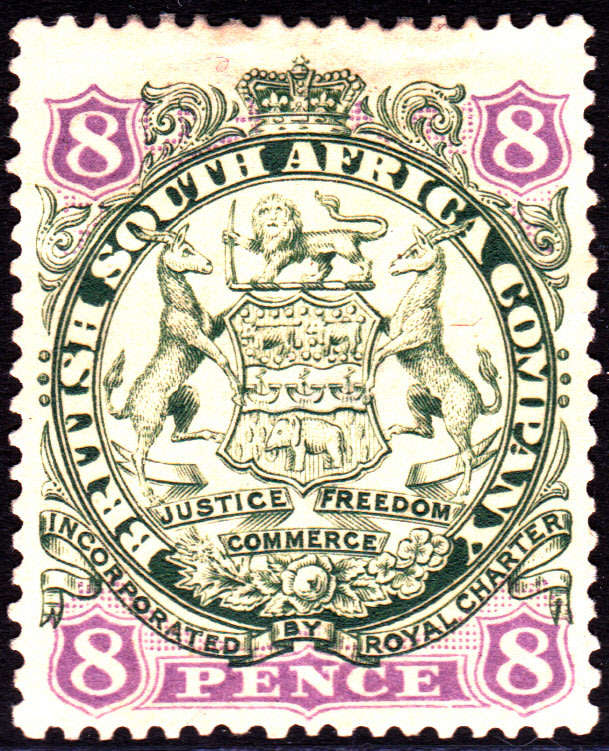 BSAC / Rhodesia : SG34 8d Green & Mauve/Buff MM(HR) CV £19(2017)