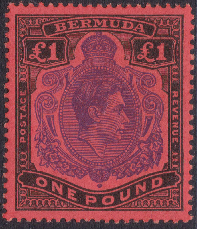 BERMUDA 1938-53 SG121 £1 PURPLE & BLACK/RED (P14) - UM - CV £275