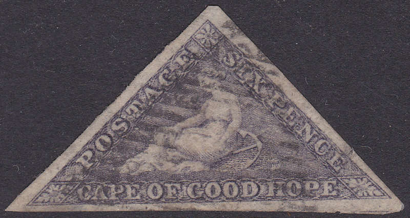 Cape of Good Hope : 1863-64 SACC7d : 6d SLATE PURPLE - VFU - CV R32000