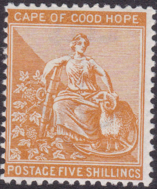 CAPE OF GOOD HOPE 1887 SACC49 5/- ORANGE LMM CV R4000
