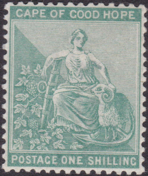 CAPE OF GOOD HOPE 1893 SACC62 1/- BLUISH-GREEN LMM CV R3000