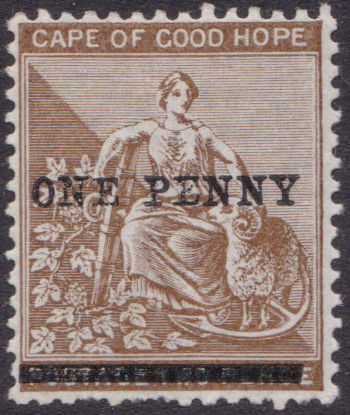 Cape of Good Hope : 1893 SG57b :1d on 2d Deep Bistre -NO STOP AFTER PENNY MM