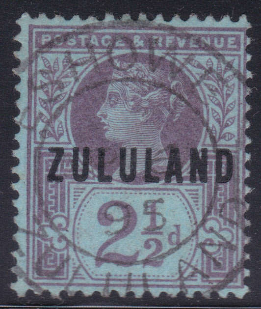 ZULULAND 1888-93 SACC4 2½d PURPLE ON BLUISH PAPER VFU CV R550