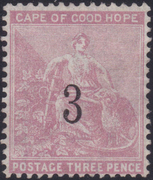 Cape of Good Hope SACC33 `3` on 3d Pale Dull Rose MM CV R11000