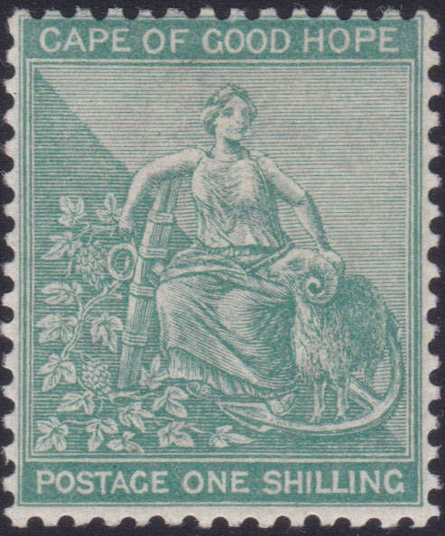 CAPE OF GOOD HOPE 1885 SACC48 1/- GREEN LMM CV R6000