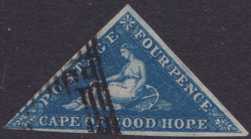 Cape of Good Hope - SACC4b : 4d BLUE - SUPERB USED WITH SIDEWAYS WATERMARK CV R15000