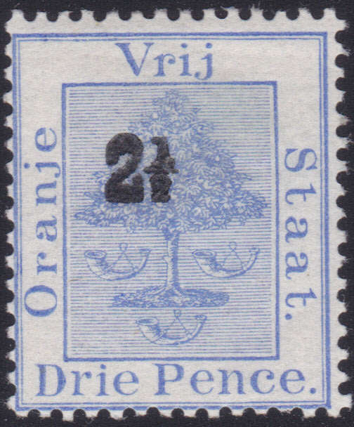 OFS 1896 SACC46(var) - 2½d ON 3d ULTRAMARINE ``DOUBLE`` OVERPRINT - SCARCE