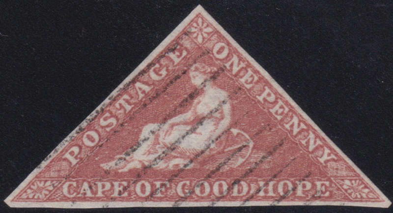 CAPE OF GOOD HOPE 1855 SACC5 - 1d BRICK-RED ON CREAM TONED PAPER -SUPERB USED - CV R40000+