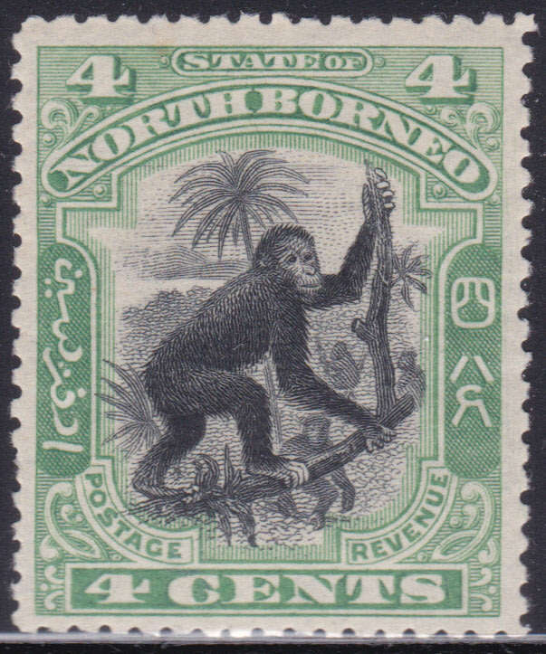 NORTH BORNEO SG98 4c BLACK and GREEN  P14 MM CV £13