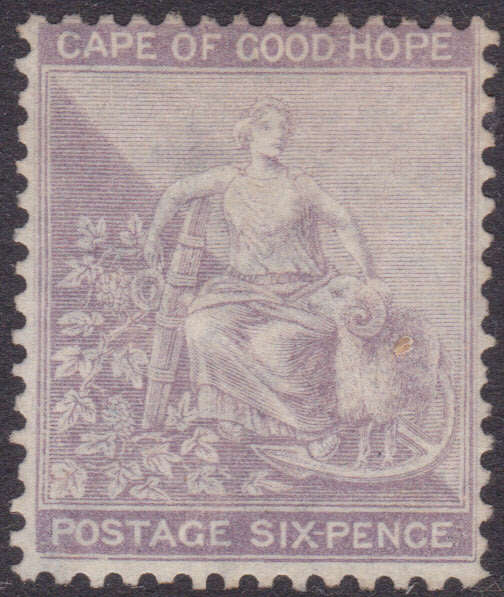 CAPE OF GOOD HOPE 1864-77 SACC20 6d PALE LILAC MM CV R5000