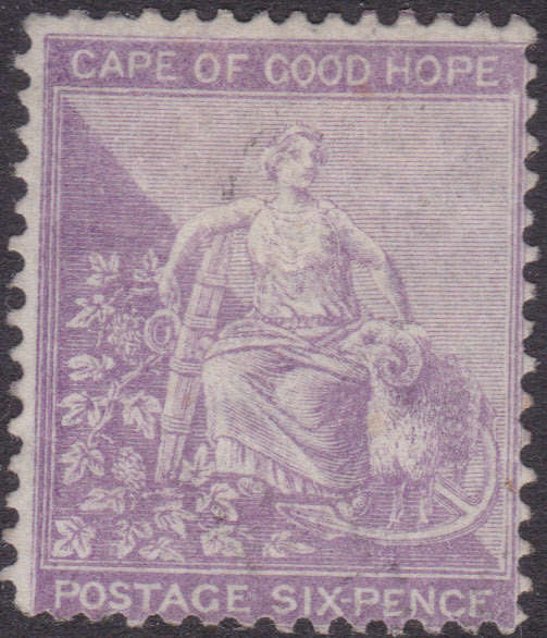 CAPE OF GOOD HOPE 1864-77 SACC20a 6d DEEP LILAC MM CV R11000
