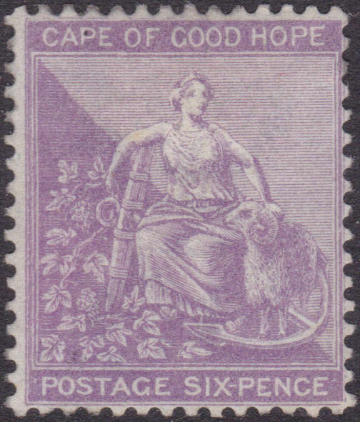 CAPE OF GOOD HOPE 1864-77 SACC20a 6d DEEP LILAC MM CV R11000