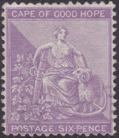 CAPE OF GOOD HOPE 1864-77 SACC20a 6d DEEP LILAC MM CV R11000