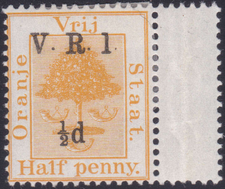 OFS 1900 SACC59(var) ½d ON ½d ORANGE WITH VARIETY `1`` for ``I`` MM