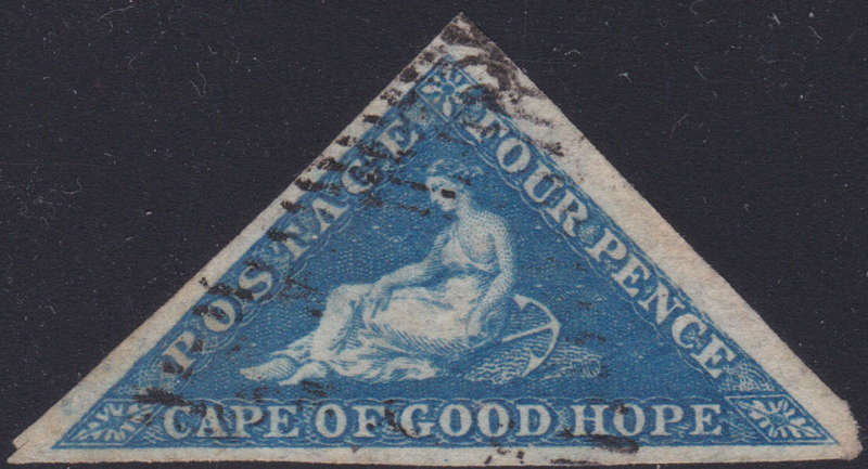 Cape of Good Hope 1853 SG4a : 4d BLUE - VERY FINE USED - CV £200