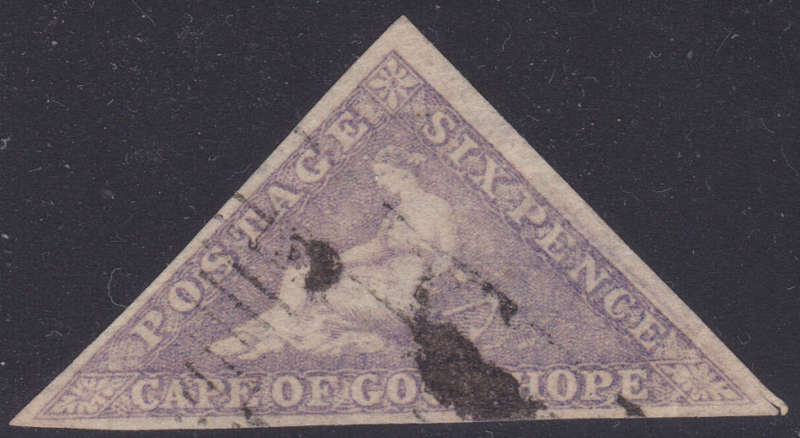 Cape of Good Hope 1858 SACC7 6d PALE ROSE LILAC,  VFU CV R12000