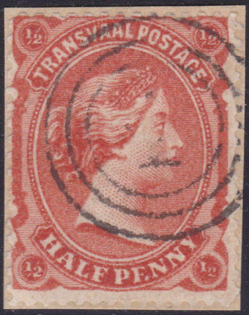 TRANSVAAL 1878 SACC159 / SG133 ½d VERMILLION - SUPERB USED ON PIECE (2017 SG £95) CV R2200+