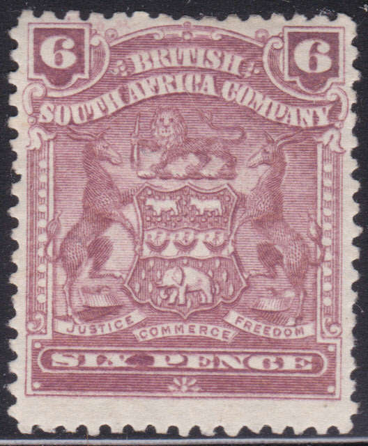 BSAC / Rhodesia : SG83a 6d Reddish-mauve MM CV £32