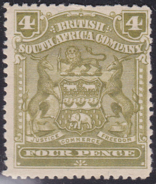 BSAC / Rhodesia : SG82 4d Olive MM CV £20