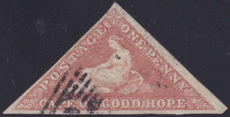 CAPE OF GOOD HOPE 1855 SACC5 - 1d (PALE)BRICK-RED ON CREAM TONED PAPER -VFU- CV R40000(PFSA CERT)