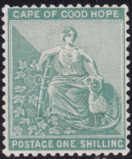 Cape of Good Hope 1893 SACC61 1/- BLUE-GREEN WATERMARK ANCHOR MM CV R2500