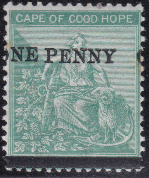 Cape of Good Hope 1876 SACC28 1d ON 1/- GREEN