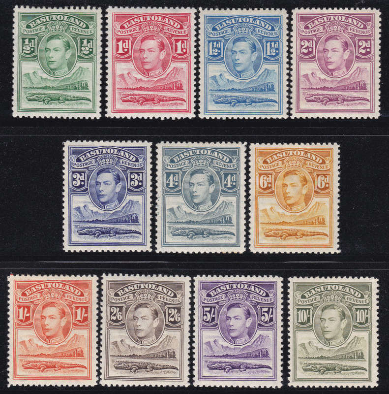 Basutoland 1938 SACC18-28 COMPLETE SET OF 11 - VLMM CV R3176