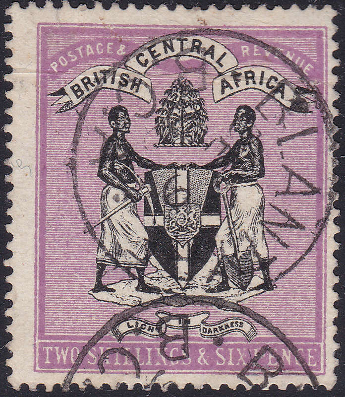 B.C.A./Nyasaland SG37 2s6d - BLACK and MAGENTA FINE USED  CV £150(2017)