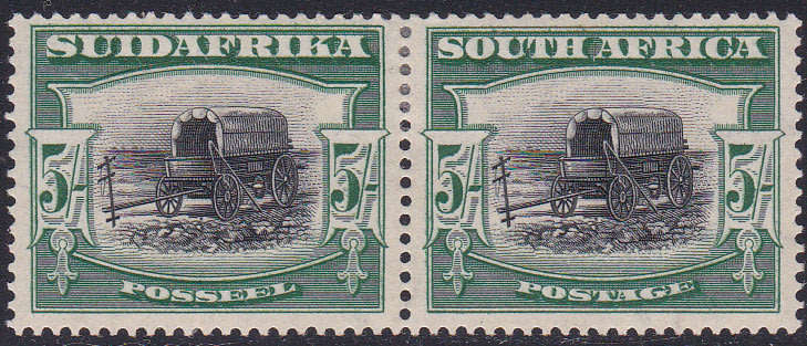 Union of SA - 1927 SACC38 5/- BLACK and GREEN - MM CV R10000