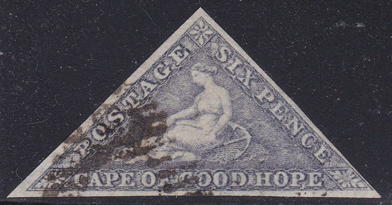 Cape of Good Hope : 1863-64 SACC7c : 6d SLATE LILAC - VFU - CV R15000