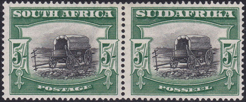 Union of SA - 1927 SACC38 5/- BLACK and GREEN - VLMM CV R10000
