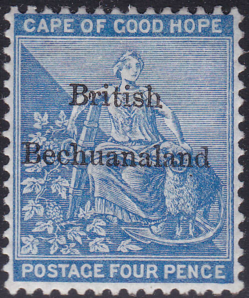 British Bechuanaland 1885 SACC3 4d Dull Blue(WM CROWN CC) MM CV R2000