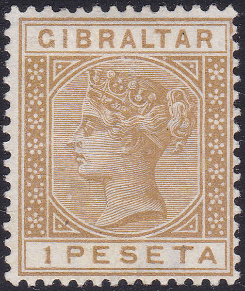 GIBRALTAR 1889 SG30 1p BISTRE MM CV £75(2017)