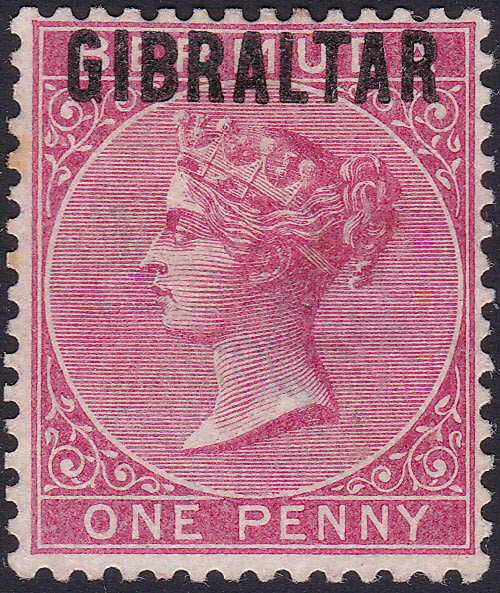 GIBRALTAR 1889 SG2 1d ROSE-RED MM CV £85(2017)