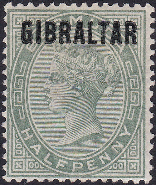 GIBRALTAR 1889 SG1 ½d DULL GREEN MM CV £23(2017)