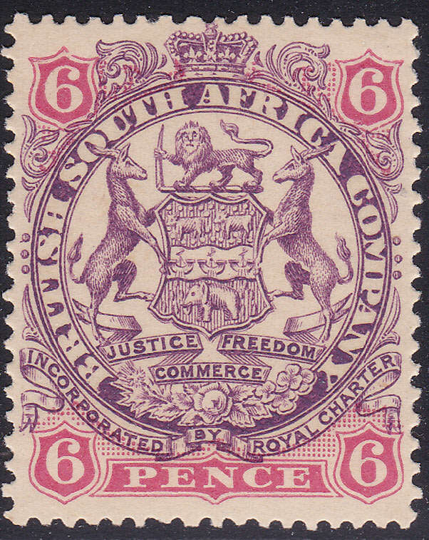 BSAC / Rhodesia : SG46 6d Mauve & Rose MM £18
