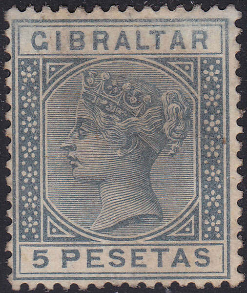 GIBRALTAR 1889 SG33 5p SLATE-GREY MM CV £42(2017)
