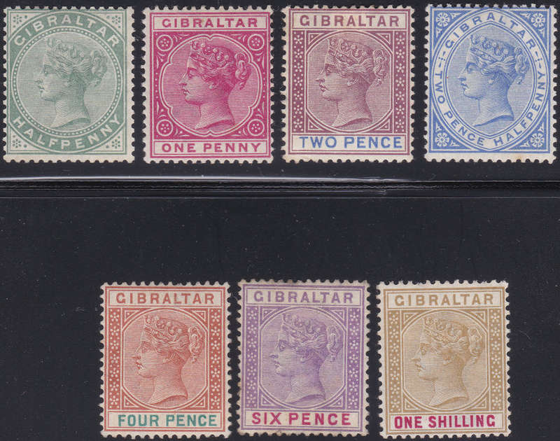 GIBRALTAR 1898 SG39-45 : SET OF 7 - MM - CV £180(2017)