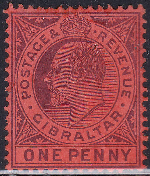 GIBRALTAR 1903 SG47 1d DULL PURPLE/RED MM CV £35(2017)