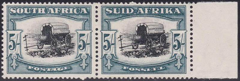 UNION OF SA 1933 SACC62c 5/- Black & Green - ``Broken Yoke`` variety **UM** CV R3500