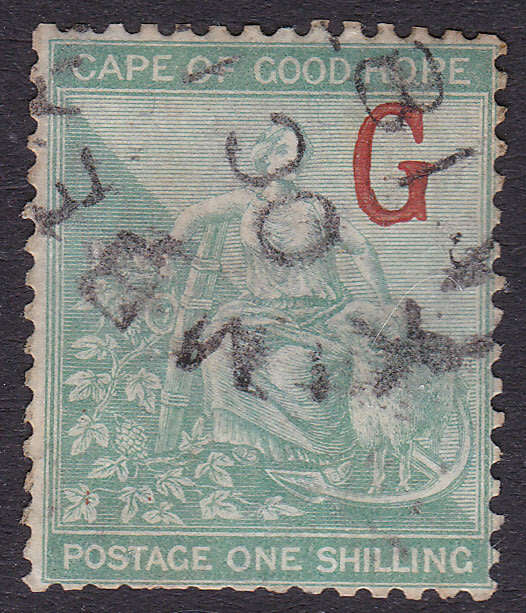 Griqualand West 1878 SG9d  -1/- GREEN - O/P TYPE 4 - FINE USED - CV £110(2017)