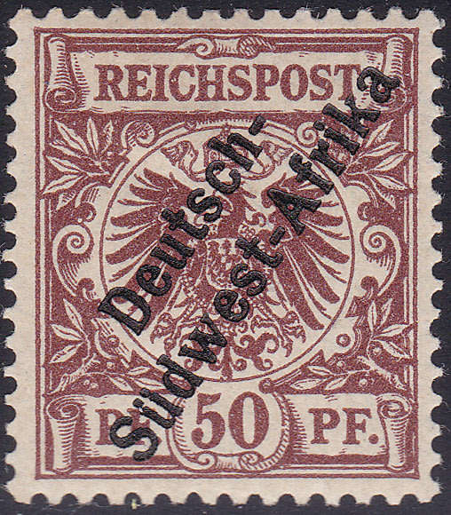 GERMAN SWA 1897 SACC6 50Pfg BRIGHT RED BROWN - SCARCE - LMM CV R4500